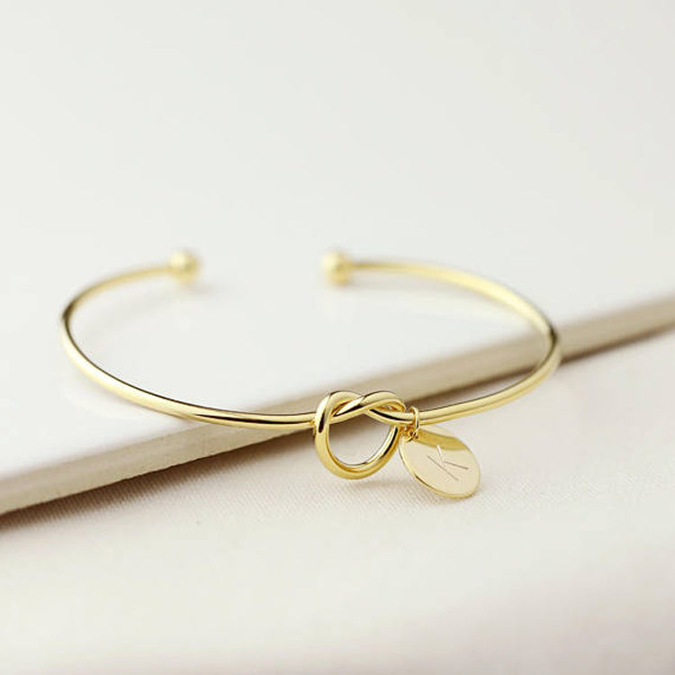 Knot Bracelet, Heart Knot Bracelet, Letter Bracelet