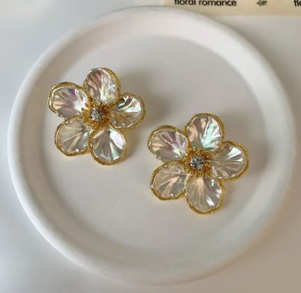 White Flower Earrings