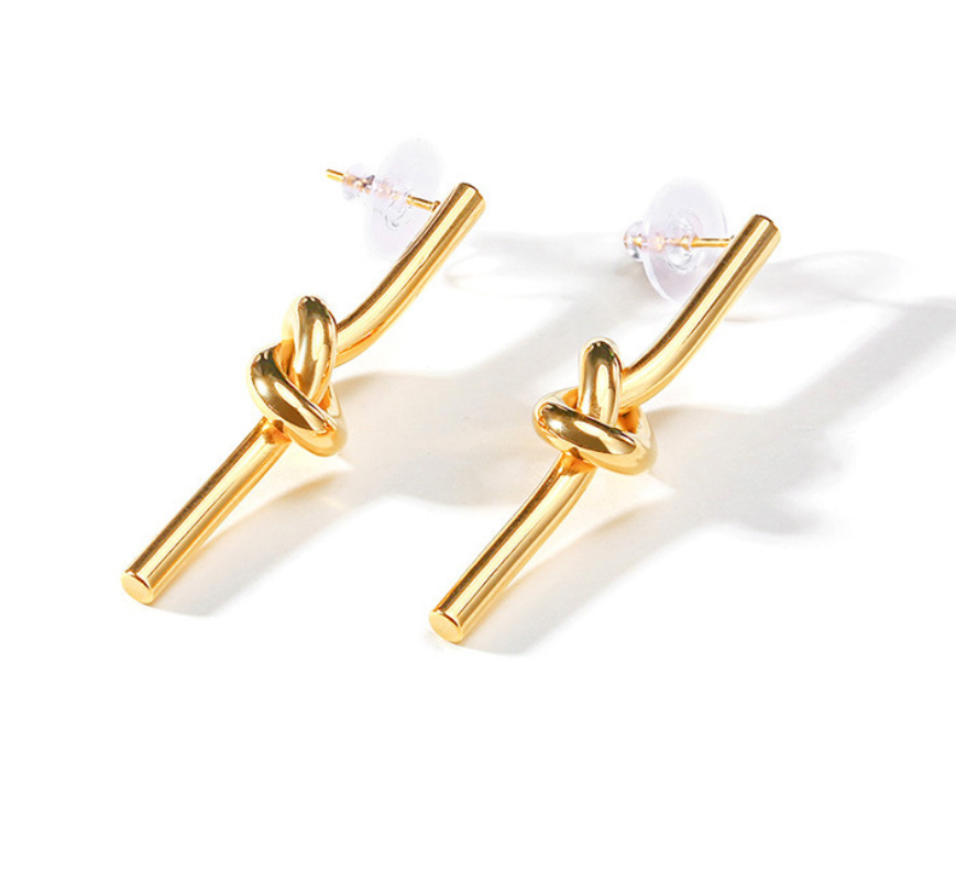 Knot Design Long Drop Earrings