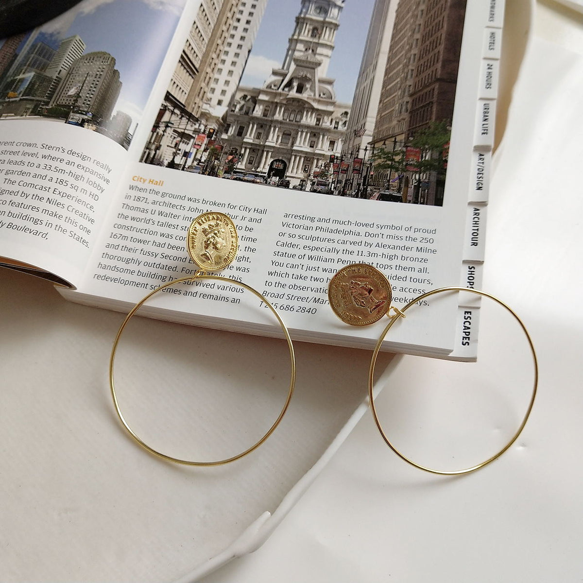 Queen Hoop Earrings, INS Style Gold Dangle Earrings