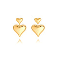 PEARLADA Gold Statement Heart Dangle Earrings Double Puffy Heart Drop Earrings Chunky Earrings for Women Trendy
