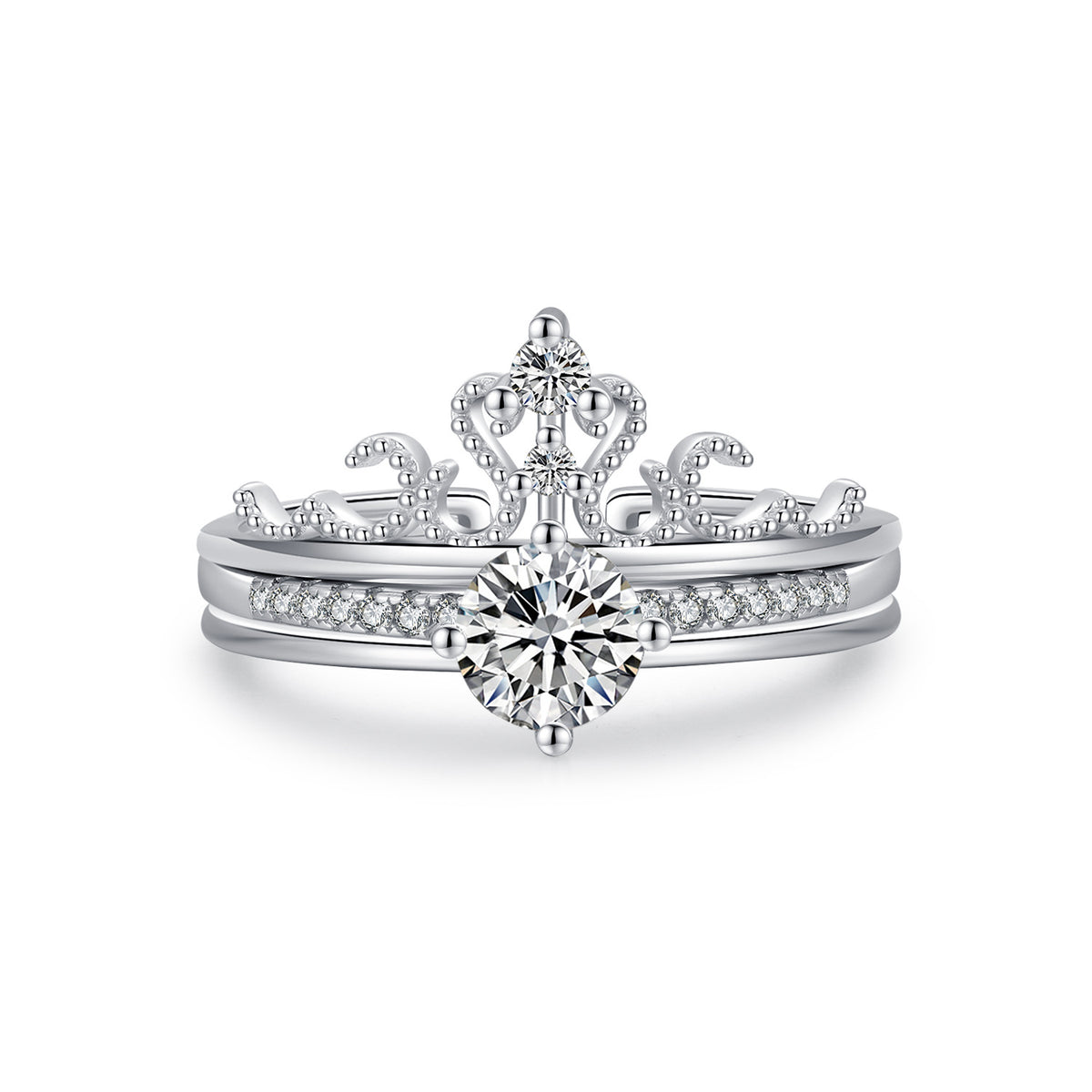 S925 Sterling Silver Light Luxury Crown Ring