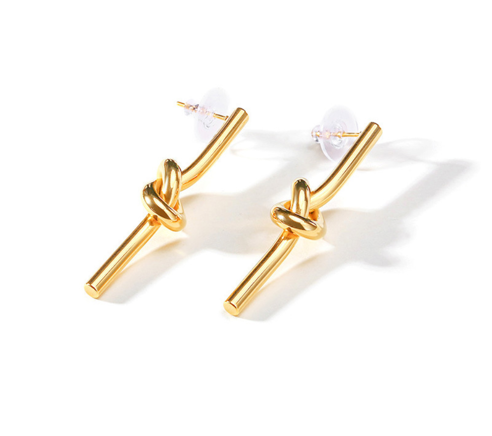Knot Design Long Drop Earrings
