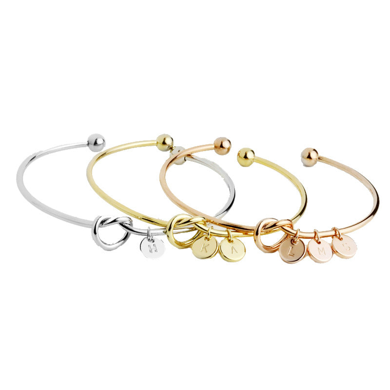 Knot Bracelet, Heart Knot Bracelet, Letter Bracelet