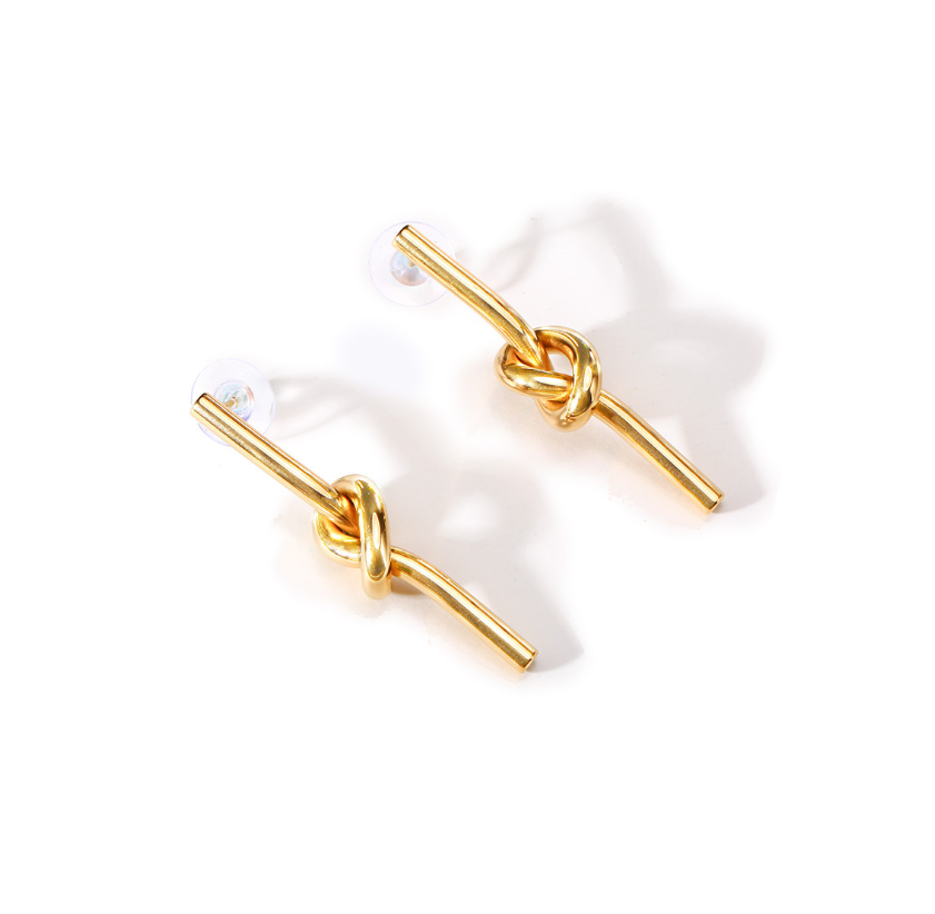 Knot Design Long Drop Earrings