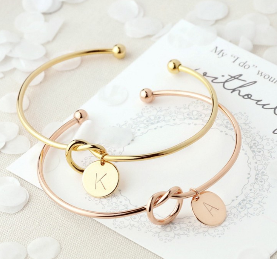 Knot Bracelet, Heart Knot Bracelet, Letter Bracelet