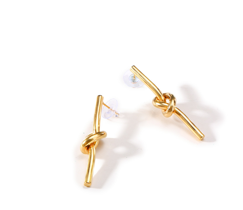 Knot Design Long Drop Earrings