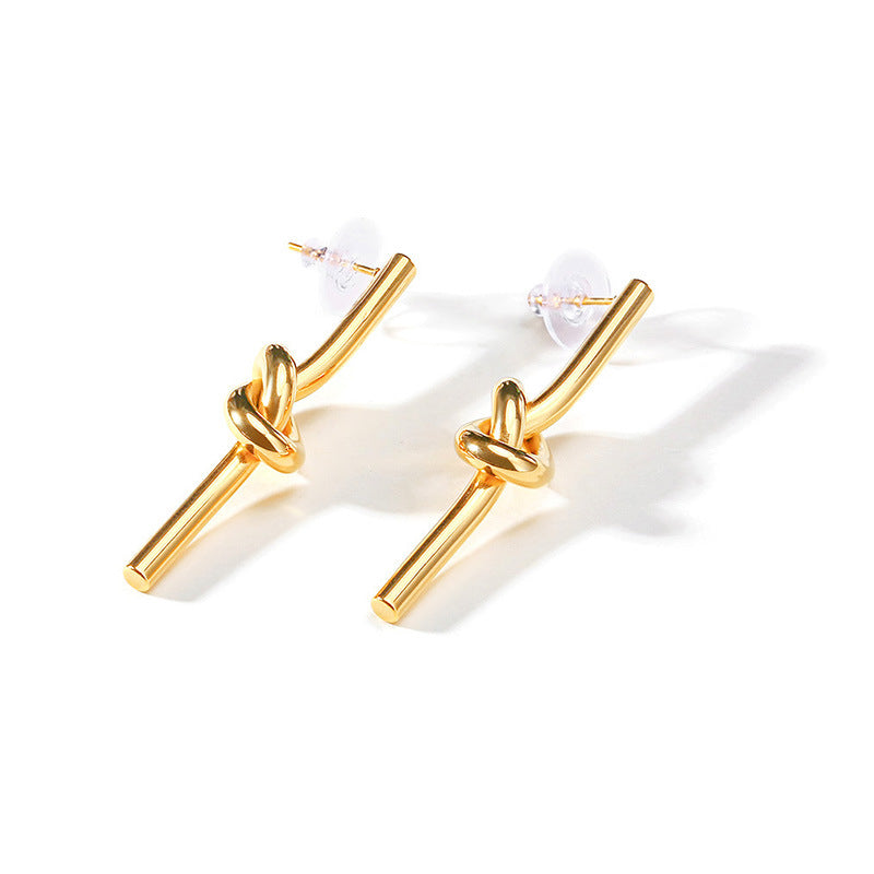 Knot Design Long Drop Earrings