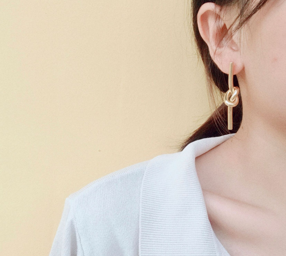 Knot Design Long Drop Earrings