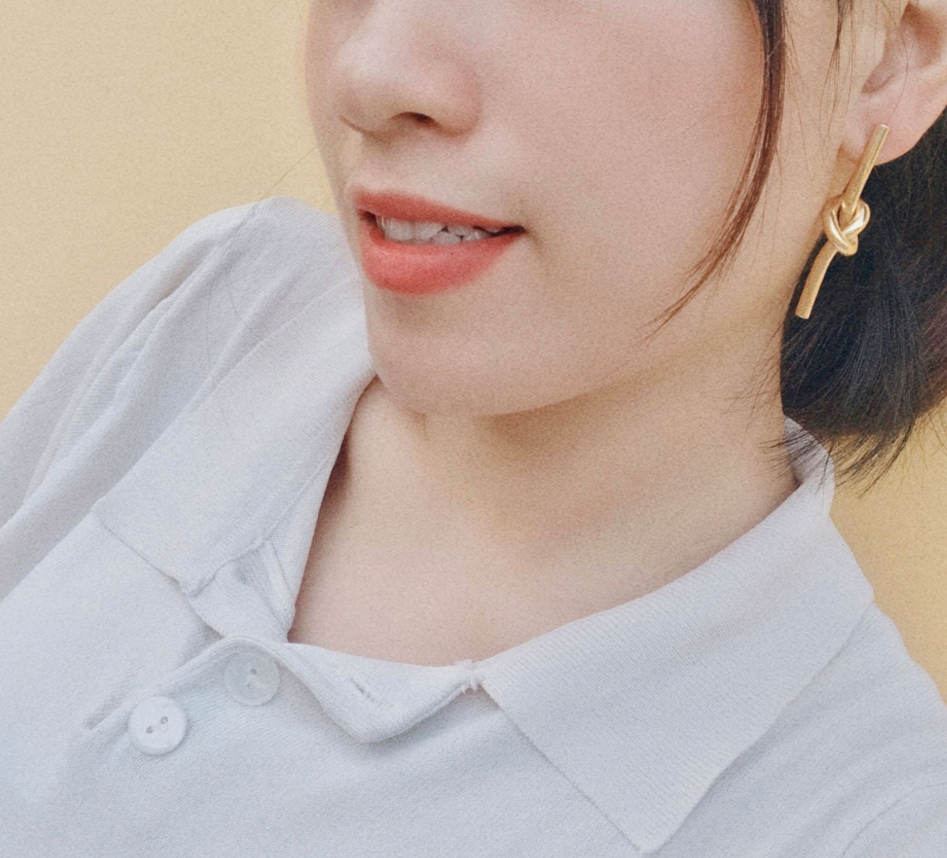 Knot Design Long Drop Earrings